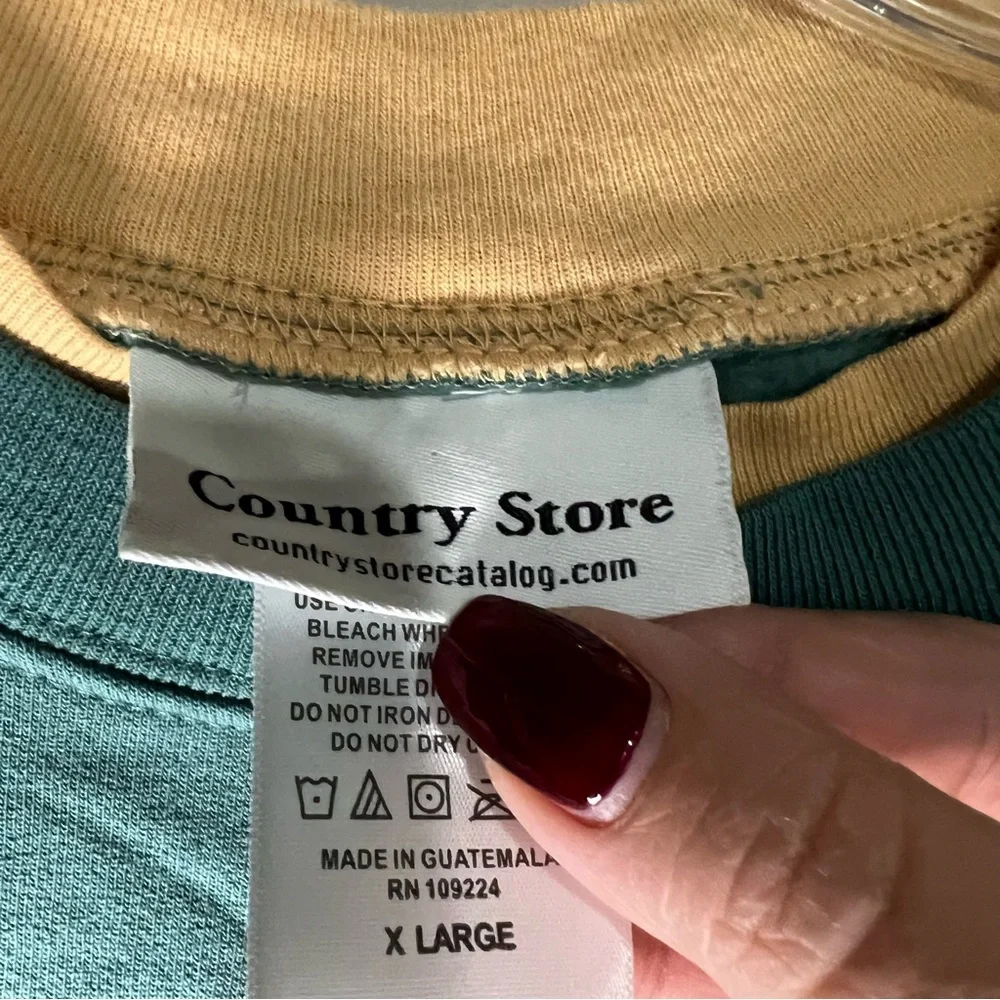 Country Store Scarecrow Harvest Fall Teal Inset Collar Pullover Crewneck Sweater - Picture 6 of 8